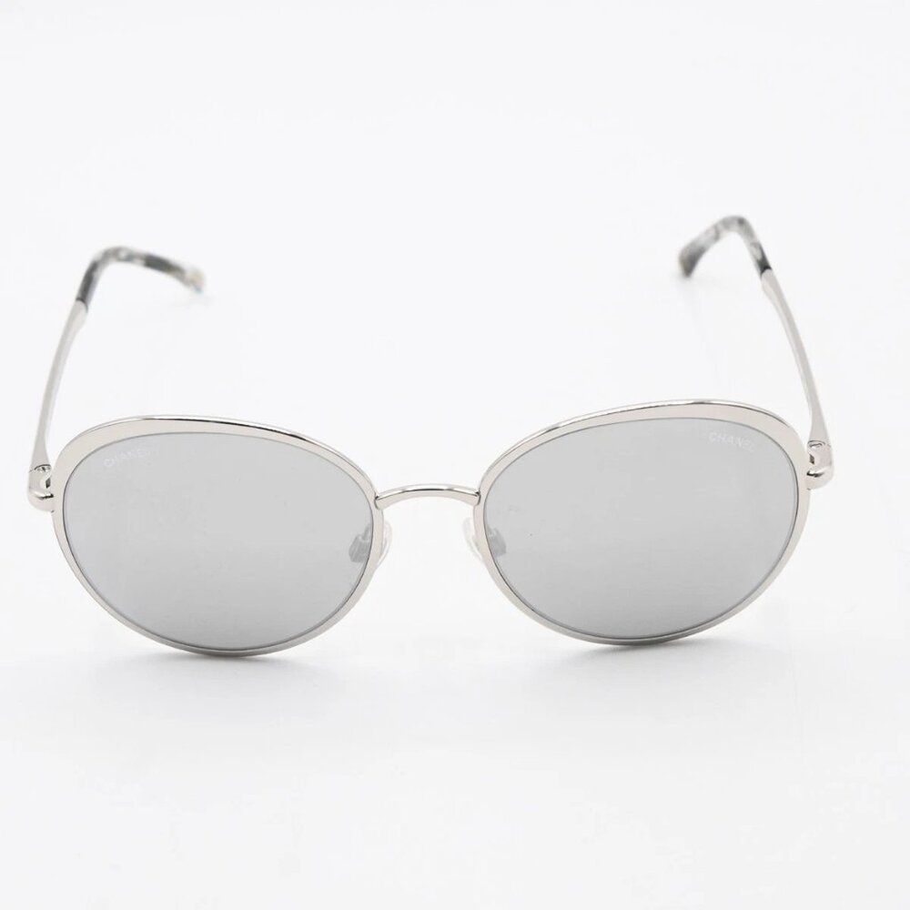 CHANEL CC Logo Sunglasses Eye Wear Mirror Lenz Plastic Metal Silver 4206 36RL592 - Picture 10 of 14